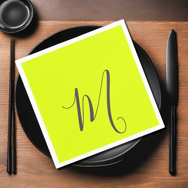 fluorescent yellow - chic monogram  napkins (Creator Uploaded)