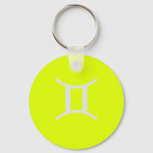 fluorescent yellow -Gemini Keychain