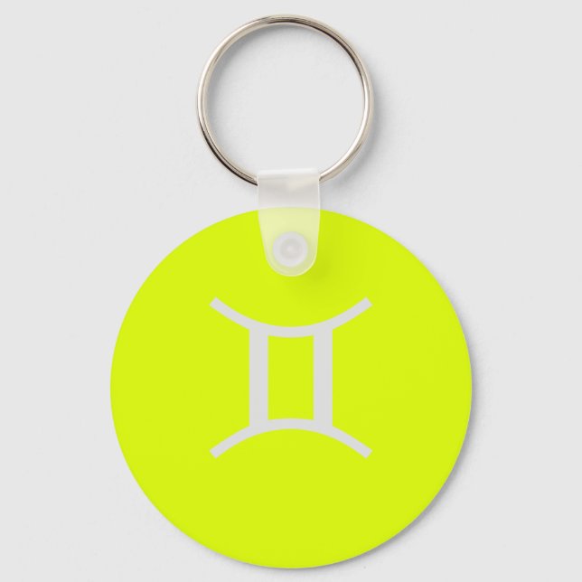 fluorescent yellow -Gemini   Keychain (Front)