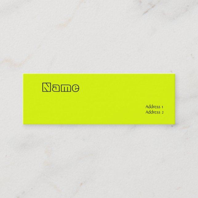 fluorescent yellow mini business card (Front)