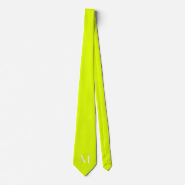 fluorescent  yellow   -  monogrammed  neck tie (Front)