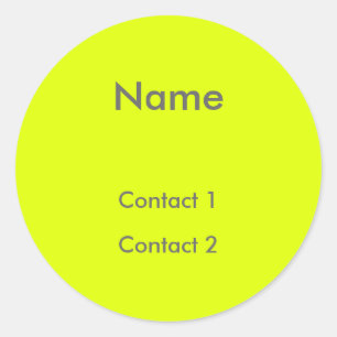 fluorescent yellow -personalized classic round sticker
