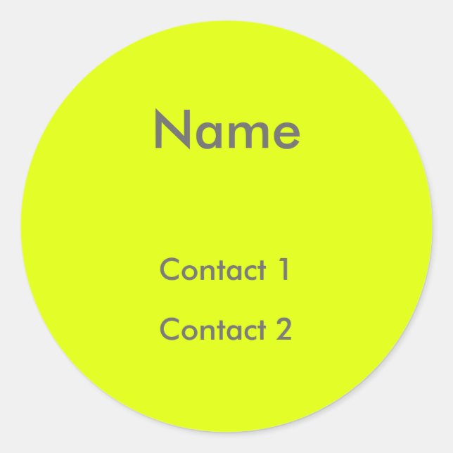 fluorescent yellow -personalized  classic round sticker (Front)