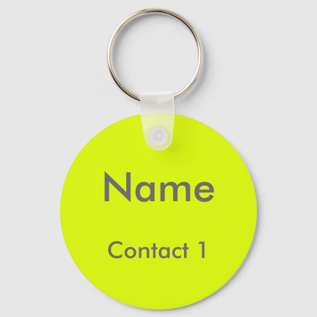 fluorescent yellow -personalized  keychain (Front)