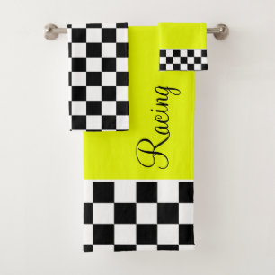 Fluorescent Yellow Racing Theme Towel Set