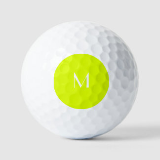 fluorescent yellow - white monogram golf balls