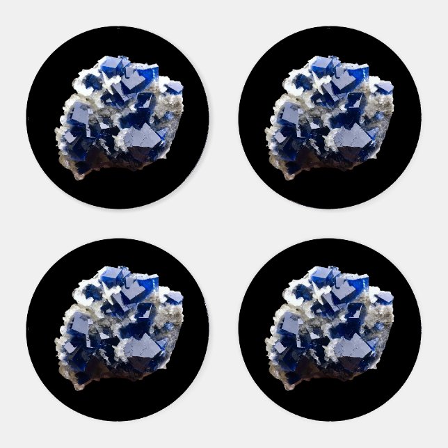 Fluorite Crystal & Flake Calcite 4 Coaster Set (Set)