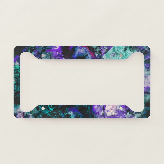 Fluorite Crystal Geode Marble Abstract License Plate Frame (Front)