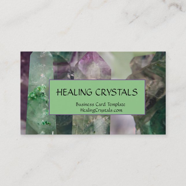 Fluorite Crystal Healing Crystals Business Card (Front)