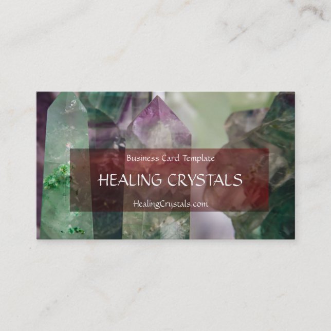 Fluorite Crystal Healing Crystals Business Card (Front)