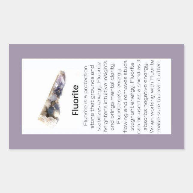 Fluorite Crystal Meaning Jewelry Gemstone Package  Rectangular Sticker (Front)