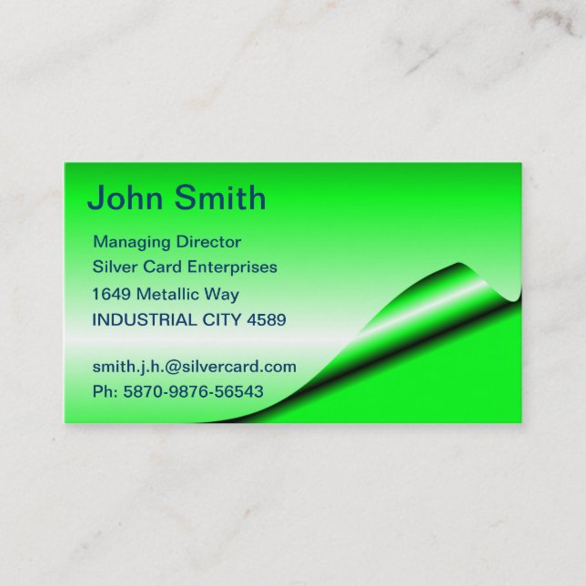 Fluoro Green Foil Business Cards (Front)