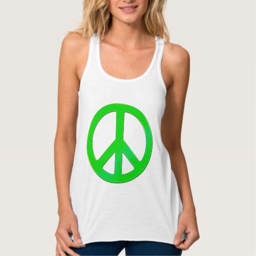 Fluoro Green Peace Symbol for World Peace Tank Top