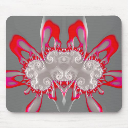  FLUORO PINK RED GRAY WHITE  Fractal Original  Mouse Pad