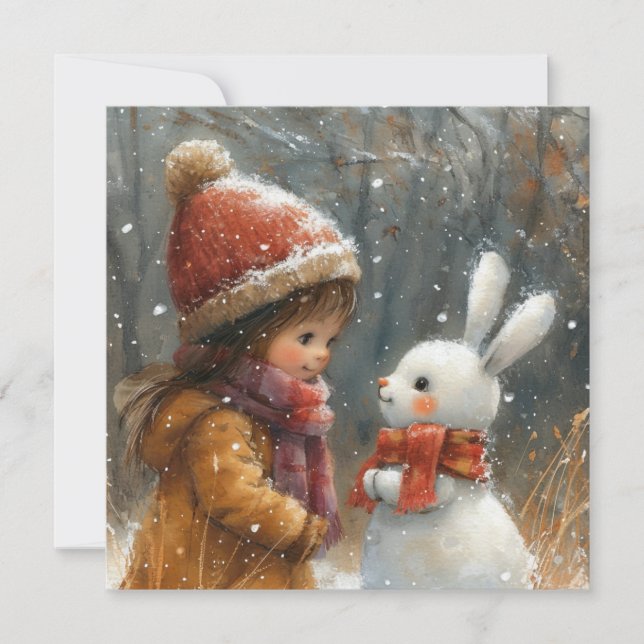 Flurry Friends: Frolicking Bunnies ❄️ Digital Holiday Card (Front)