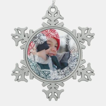 Flurry Snowflake Pewter Christmas Ornament by scribbleprints at Zazzle
