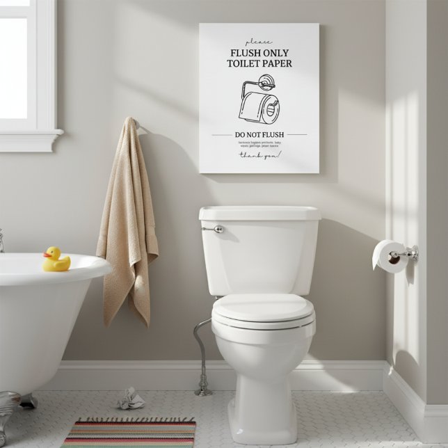 Flush Only Toilet Paper Poster (Flush Only Toilet Paper | Bathroom Poster)
