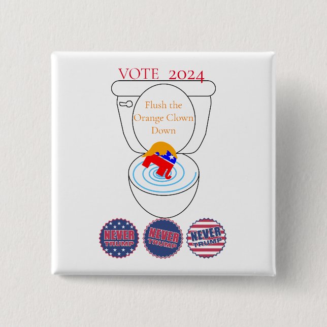 Flush The Orange Clown Thunder_Cove Button (Front)
