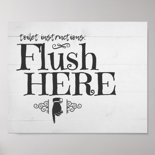 Flush Toilet Funny Bathroom Sign Wall Art