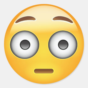 Flushed Face Emoji Classic Round Sticker