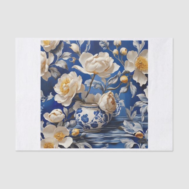 Flushing in vase decoupage tissue paper (Front)
