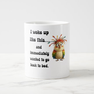 Flustered Featherball – Colorful Cartoon Bird Giant Coffee Mug