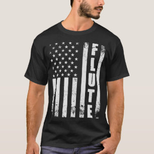 Flute American Flag USA Transverse Flute Music Lin T-Shirt