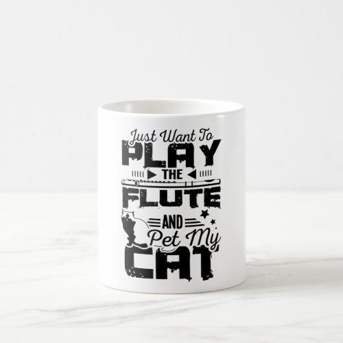 Flute and cat coffee mug