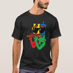 Flute Autism Awareness Puzzle Flutist Boys Girls K T-Shirt