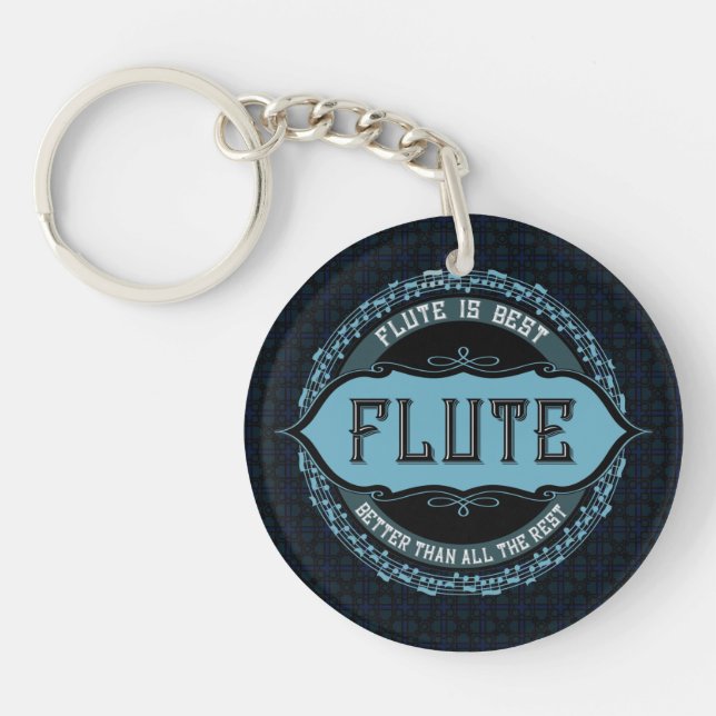 Flute Best Music Note Circle Keychain (Front)