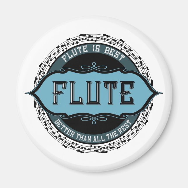 Flute Best Music Note Circle Magnet (Front)