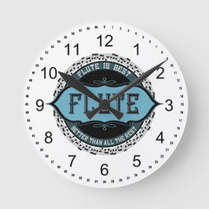 Flute Best Music Note Circle Round Clock