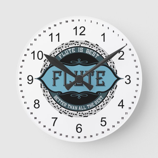 Flute Best Music Note Circle Round Clock (Front)