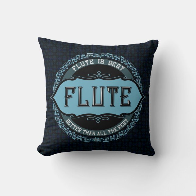 Flute Best Music Note Circle Throw Pillow (Front)
