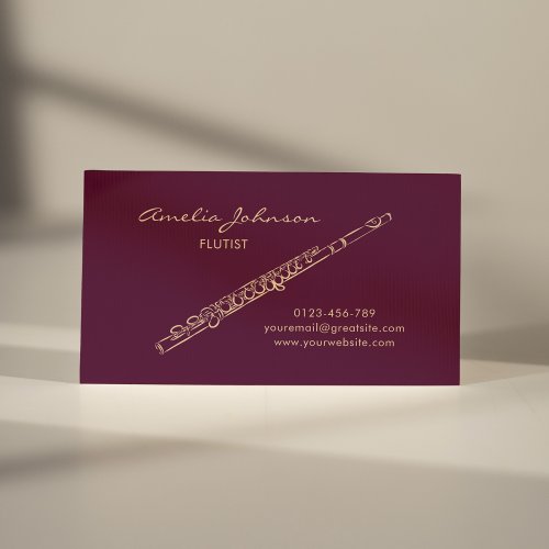 Flute Burgundy Elegant Professional Business Card