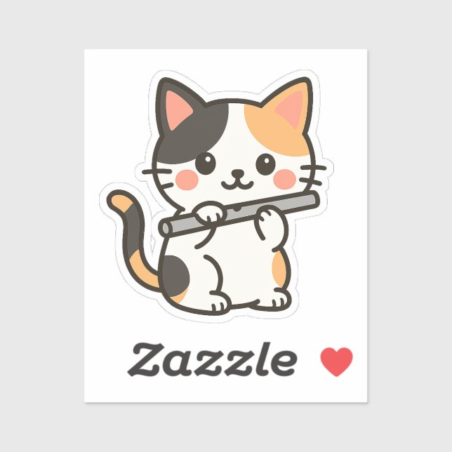 Flute Calico Cat Wind Melody Sticker (Sheet)