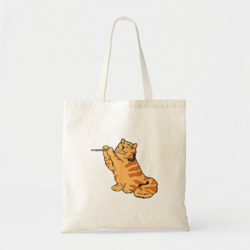 Flute Cat T Shirt Transverse Flute Dress Marching Tote Bag