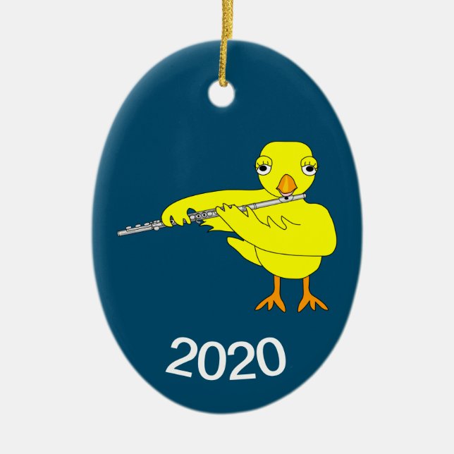 Flute Chick Ceramic Ornament (Front)