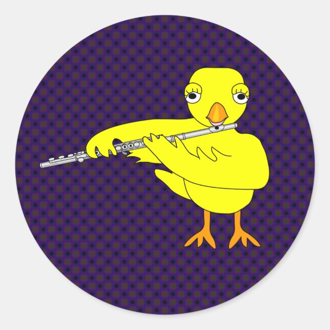 Flute Chick Classic Round Sticker (Front)
