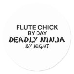 Flute Chick Deadly Ninja by Night Classic Round Sticker