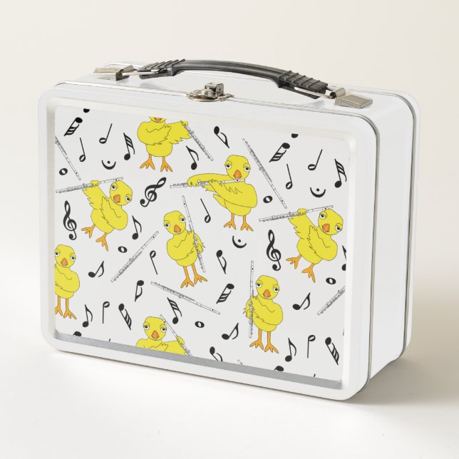 Flute Chick Flute Music Notes  Metal Lunch Box (Front)