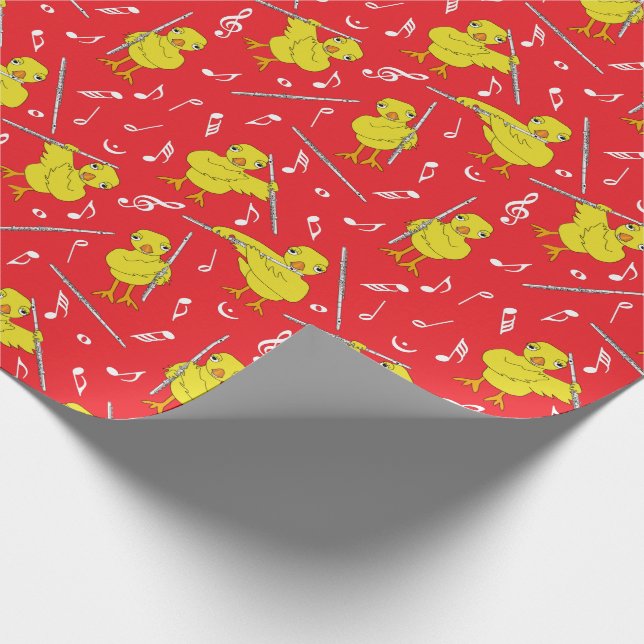 Flute Chick Flute Music Notes  Wrapping Paper (Corner)
