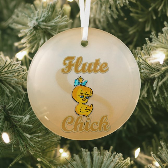 Flute Chick Glass Ornament (Insitu)