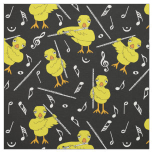 Flute Chick Music Notes Fabric