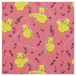 Flute Chick Music Notes Fabric