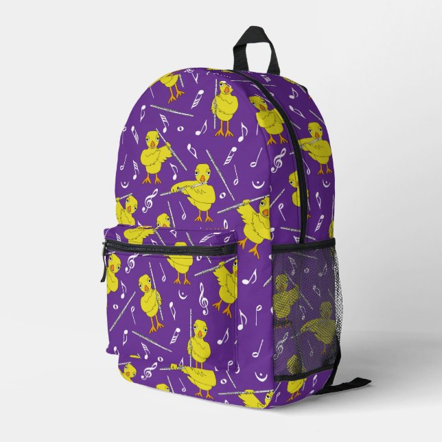 Flute Chick Music Notes Printed Backpack (Back Corner Right)