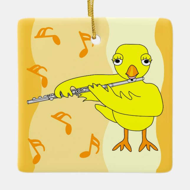 Flute Chick Pattern Ceramic Ornament (Front)