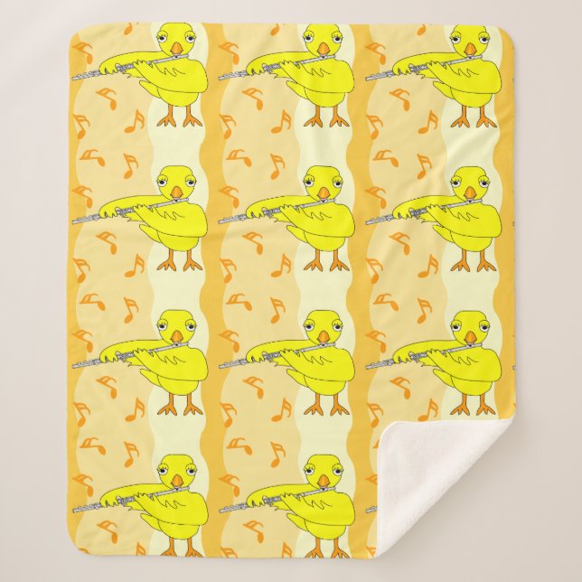 Flute Chick Pattern Sherpa Blanket (Front)