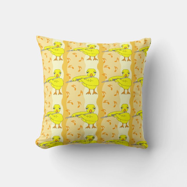 Flute Chick Pattern Throw Pillow (Front)