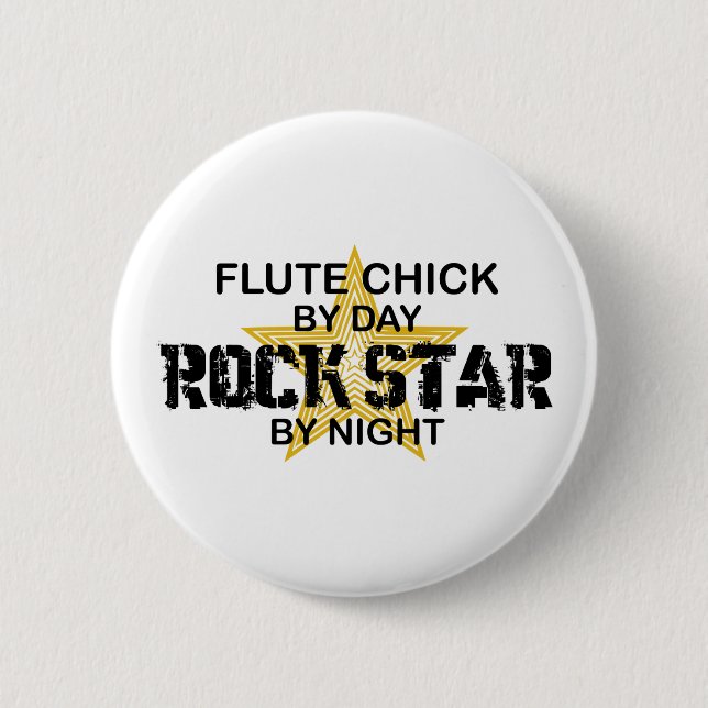 Flute Chick Rock Star by Night Button (Front)